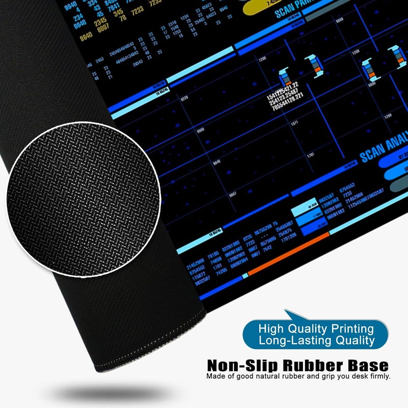 T TOPLAY Spacecraft Dashboard Gaming Mouse Pad Large Mouse Pad Office Desk Accessories XL Desk Mat 31.5x11.8x0.12 inch Blue Large Desk Pad Keyboard Pad (Console) - Image 4